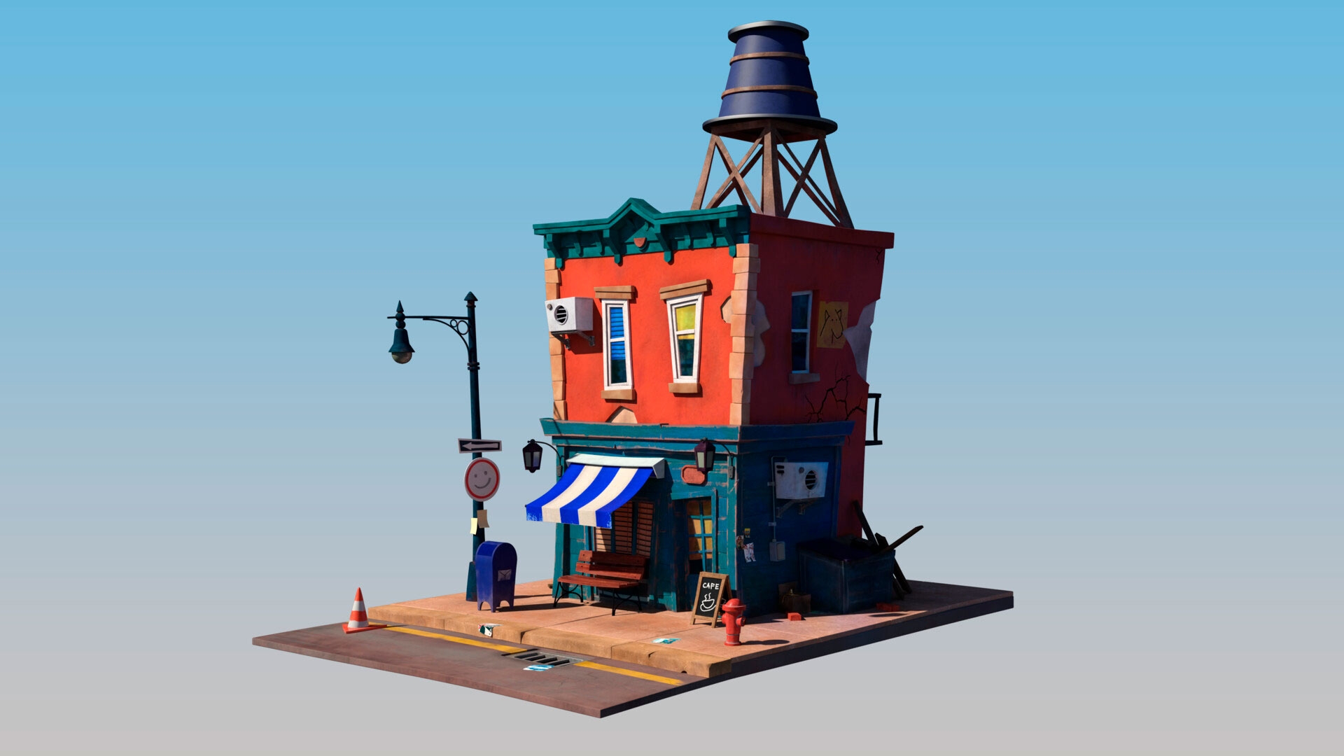 Stylized cartoon house 3D model
